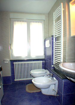 Appartamento a Predazzo. <p>Il bagno dispone di una grande doccia e di una lavatrice (6 kg). <p>The bathroom.
With window, spacious shower and washing machine.